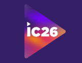 Gradient play-button logo with ic26